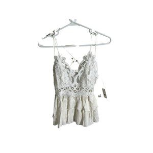 NWT Free People White Adella Top